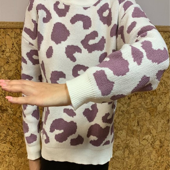Tangada women leopard knitted sweater winter anima